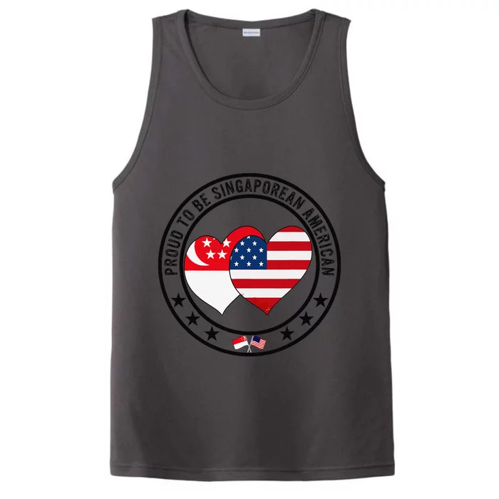 Proud To Be Singaporean American I Love Usa I Love Singapore Performance Tank