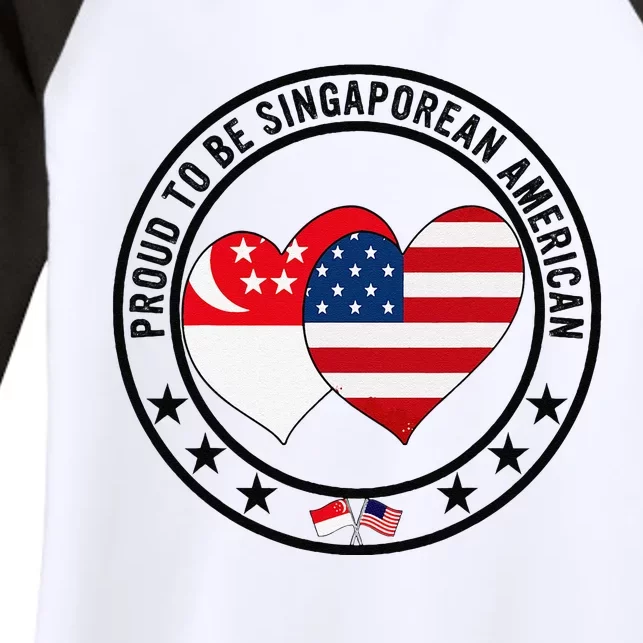 Proud To Be Singaporean American I Love Usa I Love Singapore Women's Tri-Blend 3/4-Sleeve Raglan Shirt