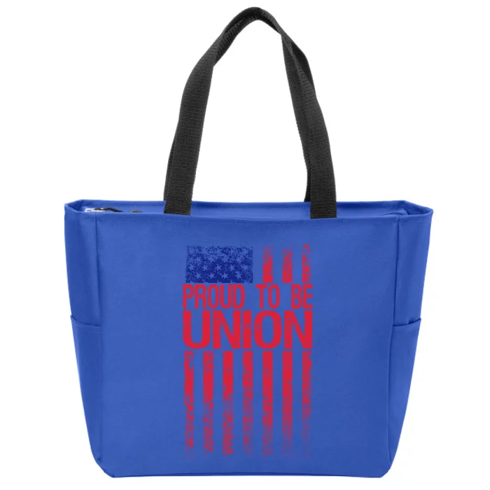 Proud To Be Union Workers Skilled Worker Us Flag Labor Day Cool Gift Zip Tote Bag