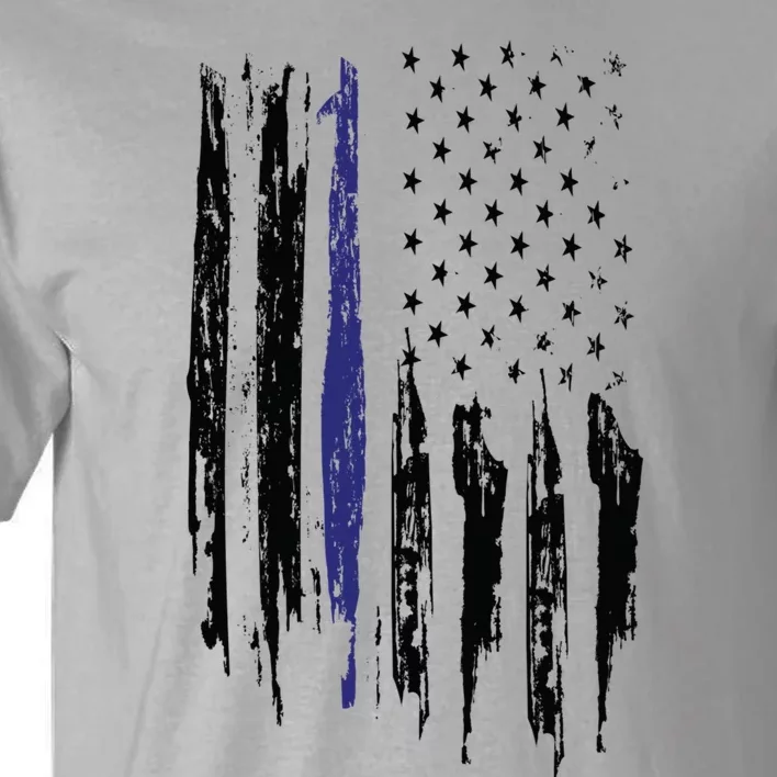 Police Thin Blue Line Flag Gift Crewneck Meaningful Gift Mens Tall T-Shirt