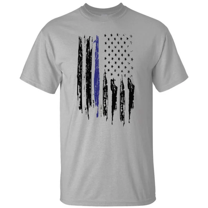 Police Thin Blue Line Flag Gift Crewneck Meaningful Gift Mens Tall T-Shirt