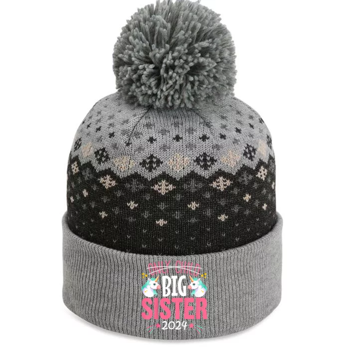 Promoted To Big Sister Est 2024 Unicorn The Baniff Cuffed Pom Beanie