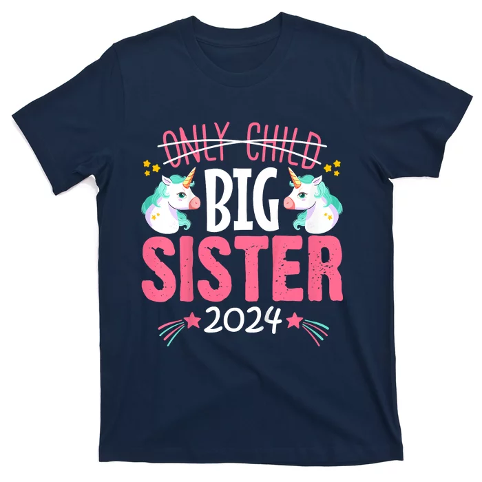 Promoted To Big Sister Est 2024 Unicorn T-Shirt