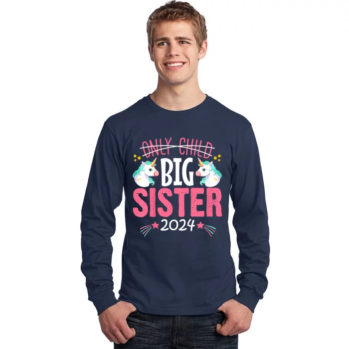 Promoted To Big Sister Est 2024 Unicorn Tall Long Sleeve T-Shirt