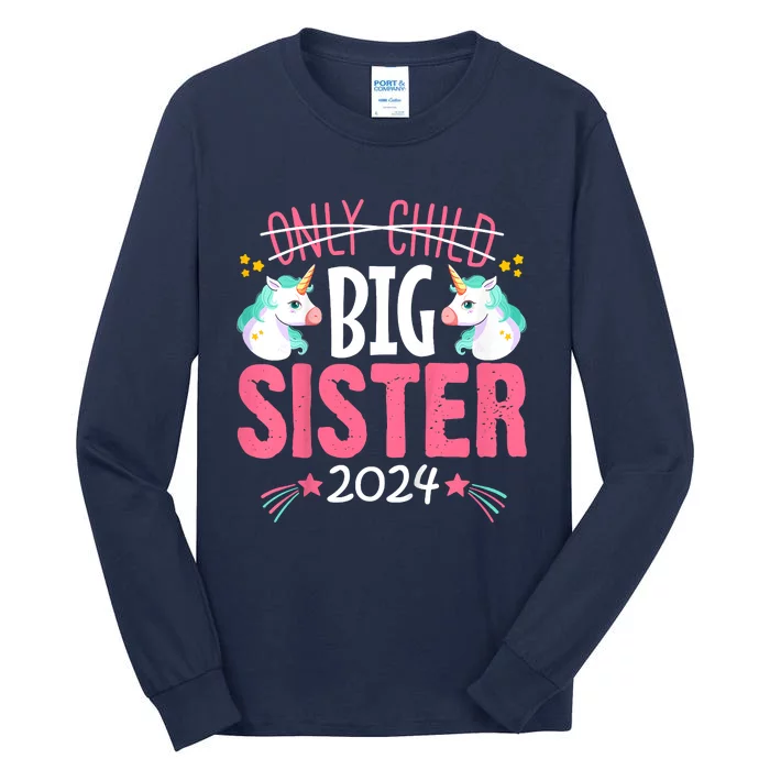 Promoted To Big Sister Est 2024 Unicorn Tall Long Sleeve T-Shirt