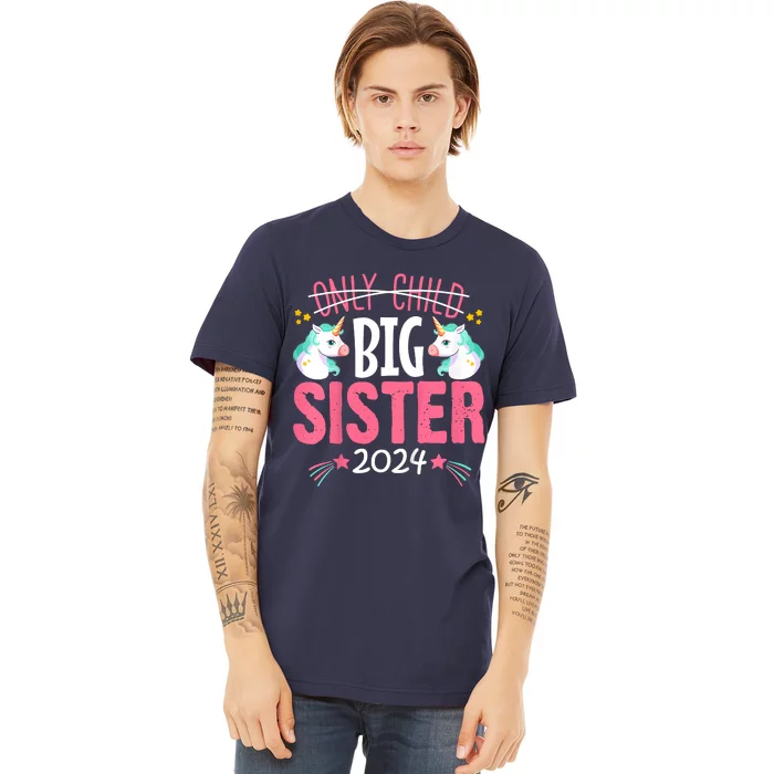 Promoted To Big Sister Est 2024 Unicorn Premium T-Shirt