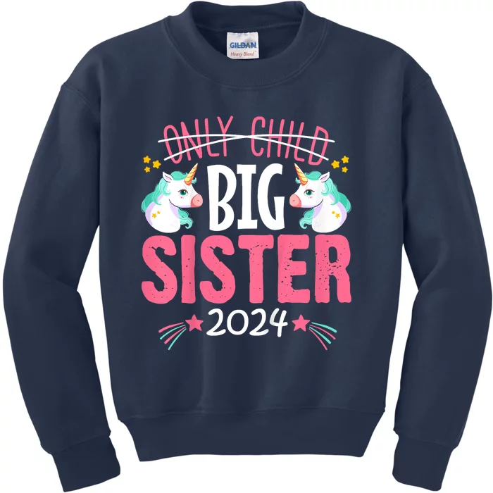 Promoted To Big Sister Est 2024 Unicorn Kids Sweatshirt