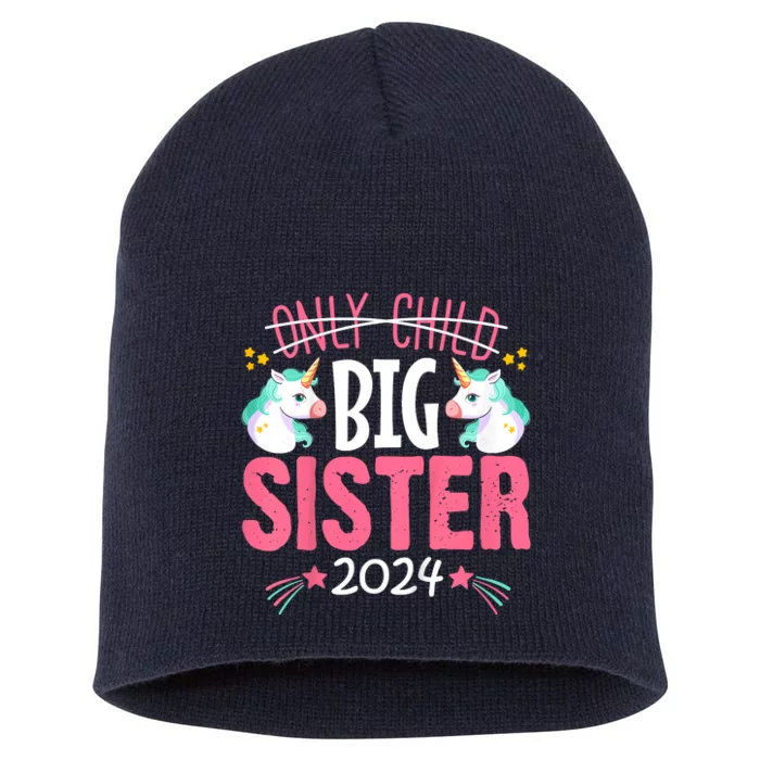 Promoted To Big Sister Est 2024 Unicorn Short Acrylic Beanie