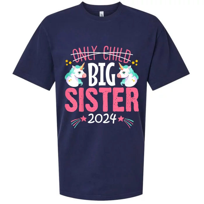 Promoted To Big Sister Est 2024 Unicorn Sueded Cloud Jersey T-Shirt