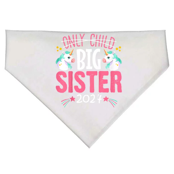 Promoted To Big Sister Est 2024 Unicorn USA-Made Doggie Bandana