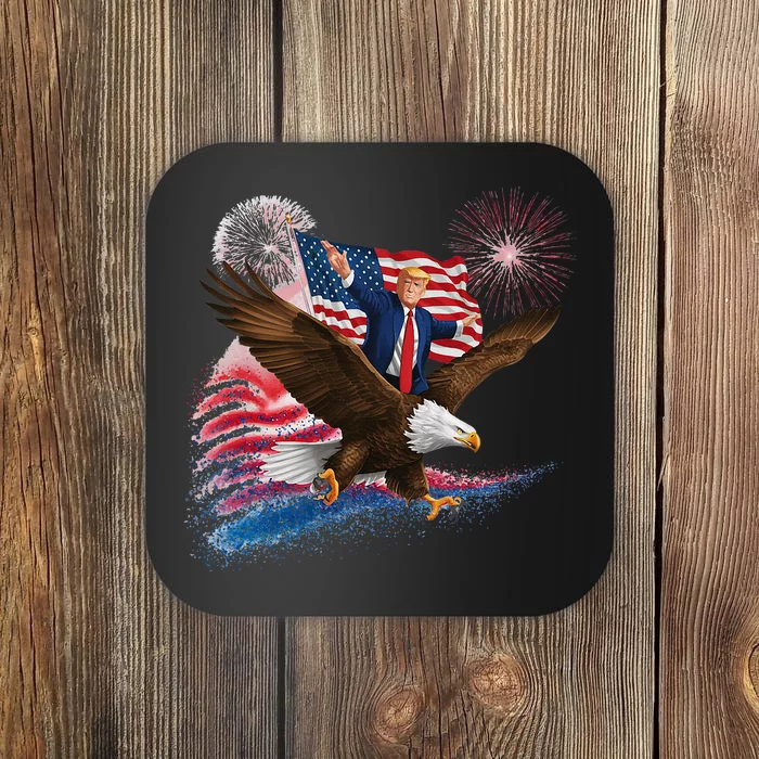 Patriotic Trump Bald Eagle American Pride Usa Flag July 4th Coaster