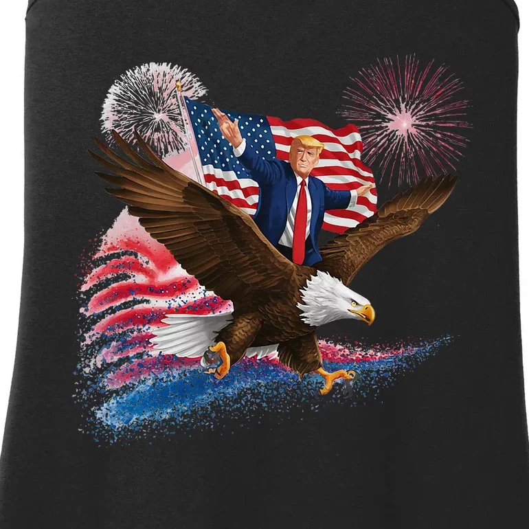 Patriotic Trump Bald Eagle American Pride Usa Flag July 4th Ladies Essential Tank