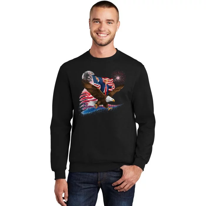 Patriotic Trump Bald Eagle American Pride Usa Flag July 4th Tall Sweatshirt