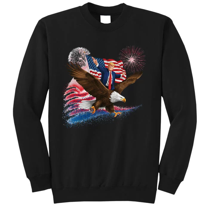 Patriotic Trump Bald Eagle American Pride Usa Flag July 4th Tall Sweatshirt