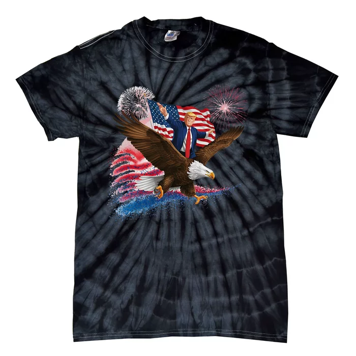 Patriotic Trump Bald Eagle American Pride Usa Flag July 4th Tie-Dye T-Shirt