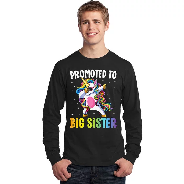 Promoted to Big Sister Dabbing Unicorn Older Sister Tall Long Sleeve T-Shirt