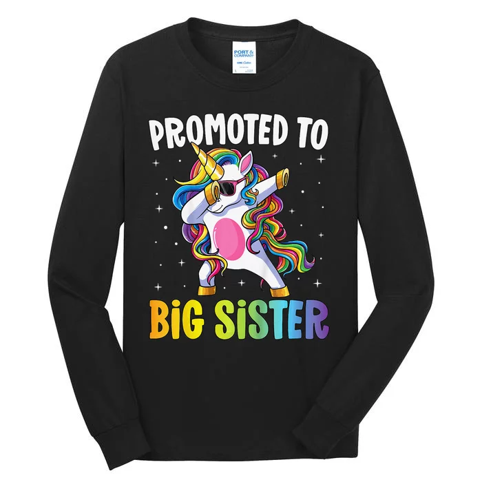 Promoted to Big Sister Dabbing Unicorn Older Sister Tall Long Sleeve T-Shirt