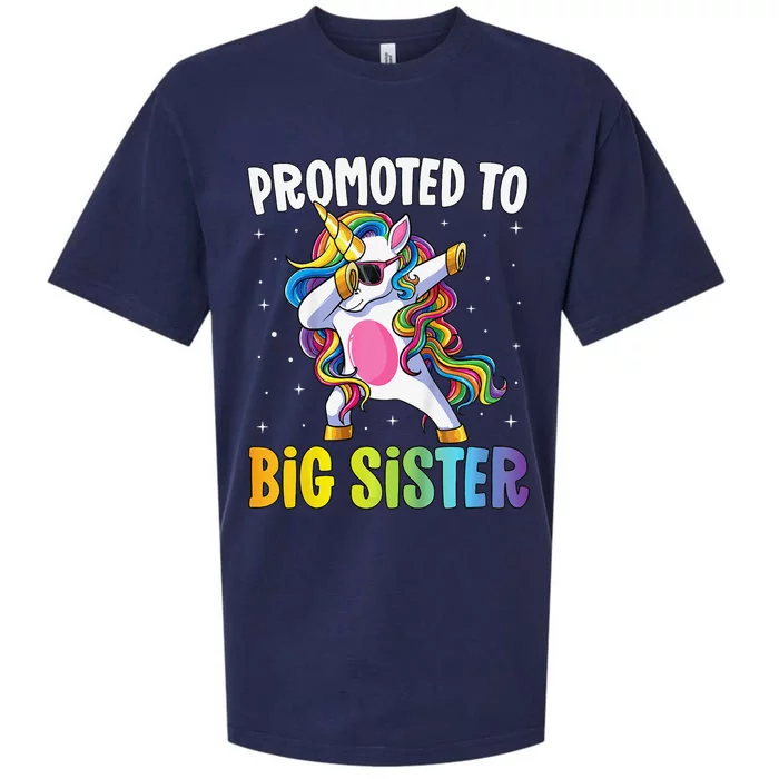 Promoted to Big Sister Dabbing Unicorn Older Sister Sueded Cloud Jersey T-Shirt