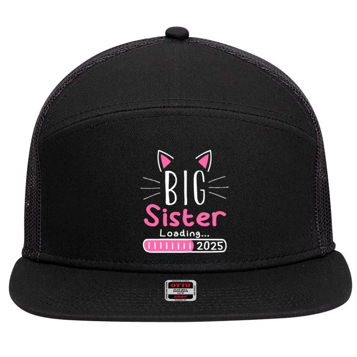 Promoted To Big Sister 2025 Im Going To Be A Big Sister 2025 7 Panel Mesh Trucker Snapback Hat