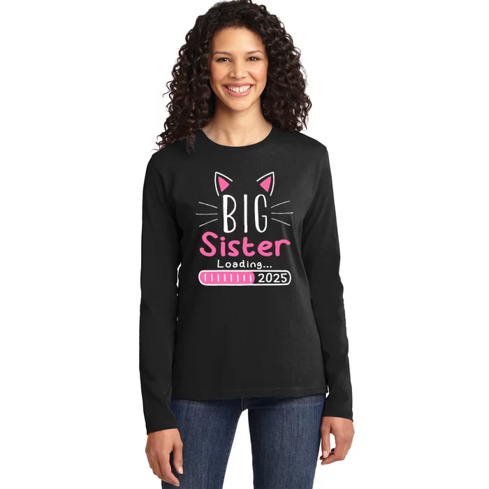 Promoted To Big Sister 2025 Im Going To Be A Big Sister 2025 Ladies Long Sleeve Shirt