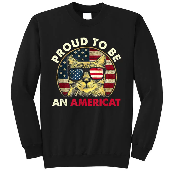 Proud To Be An Americat Funny Cat American Flag 4th Of July Sweatshirt