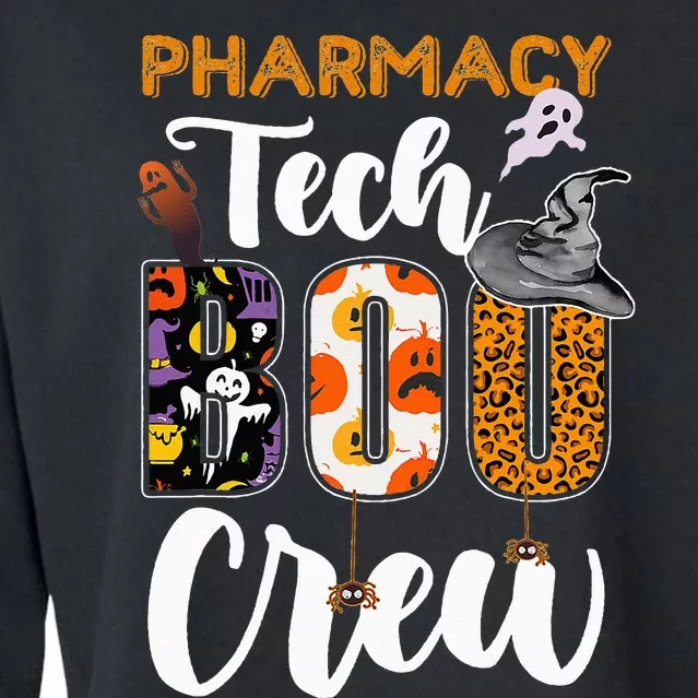 Pharmacy Tech Boo Crew Funny Halloween Technician Matching Cropped Pullover Crew