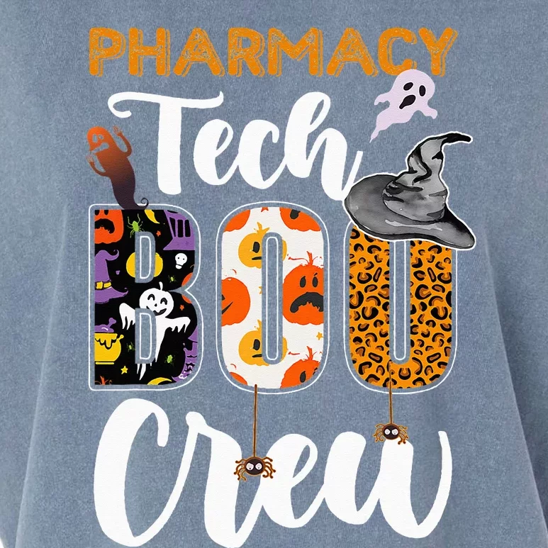 Pharmacy Tech Boo Crew Funny Halloween Technician Matching Garment-Dyed Women's Muscle Tee