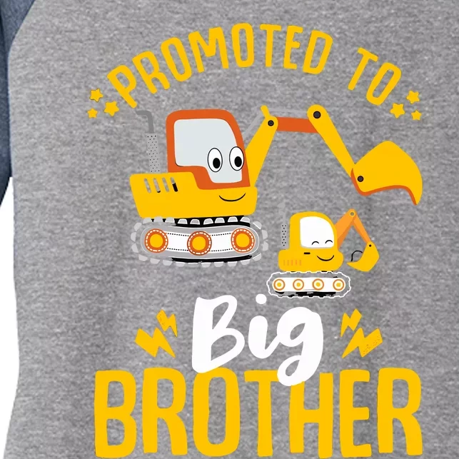 Promoted To Big Brother 2025 Construction Excavators Women's Tri-Blend 3/4-Sleeve Raglan Shirt