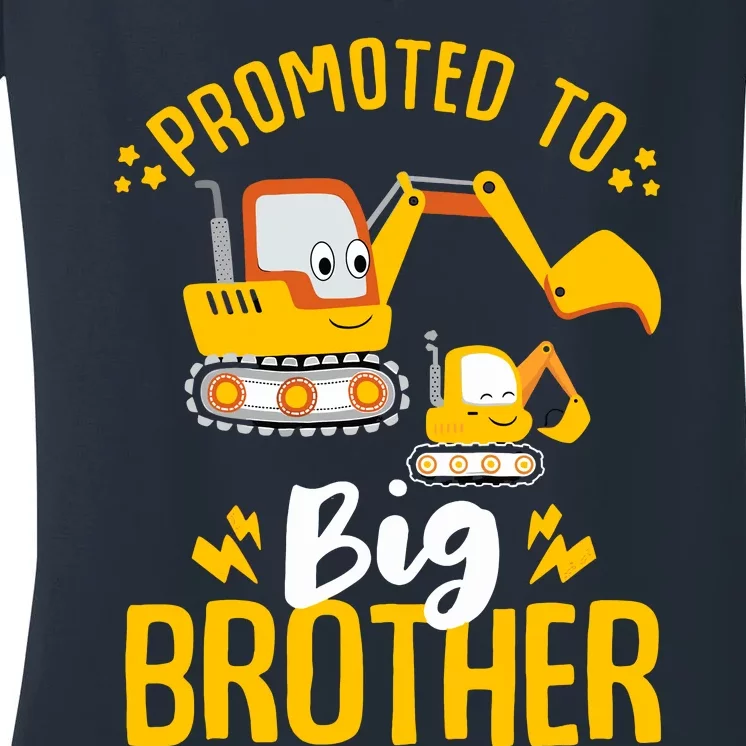 Promoted To Big Brother 2025 Construction Excavators Women's V-Neck T-Shirt