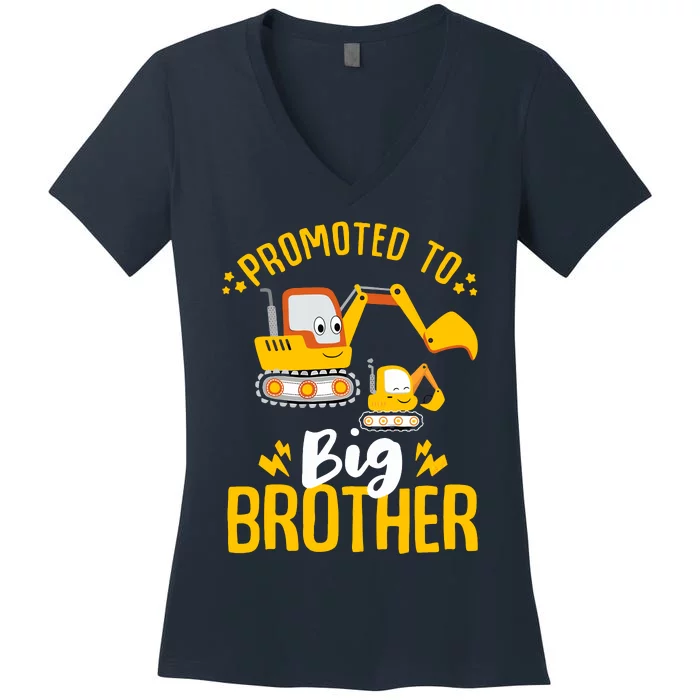 Promoted To Big Brother 2025 Construction Excavators Women's V-Neck T-Shirt