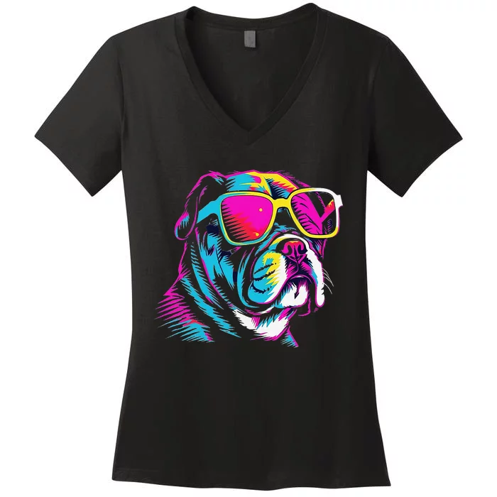 Proud To Be A Bulldog Lover Women's V-Neck T-Shirt