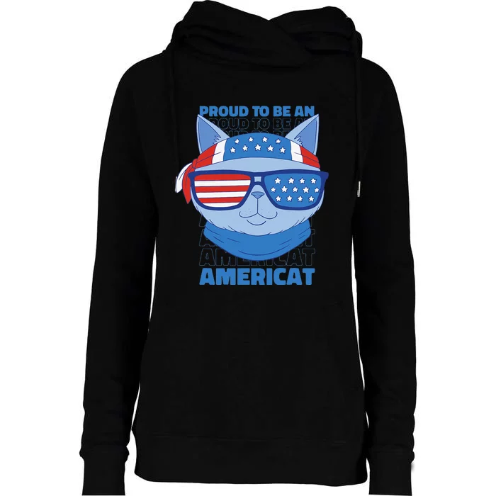 Proud To Be An Americat 4th Of July Americat US Flag Womens Funnel Neck Pullover Hood