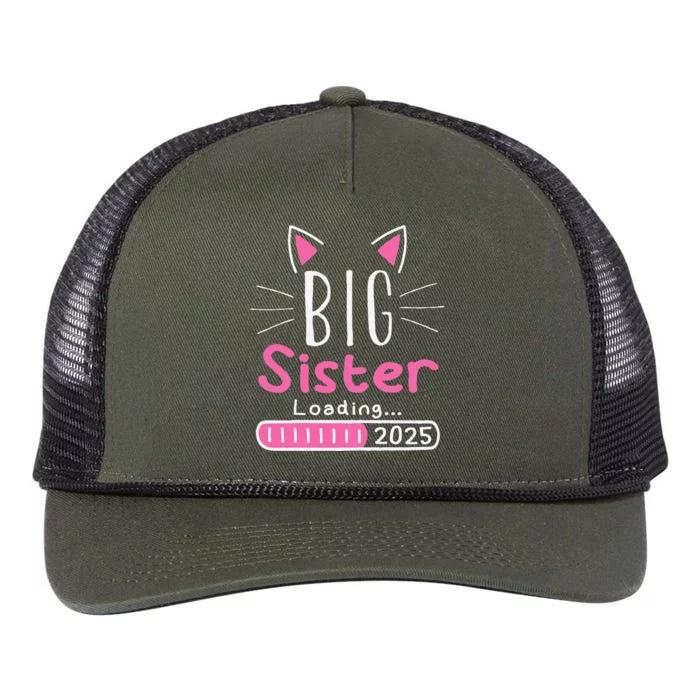 Promoted To Big Sister 2025 Im Going To Be A Big Sister 2025 Gift Retro Rope Trucker Hat Cap