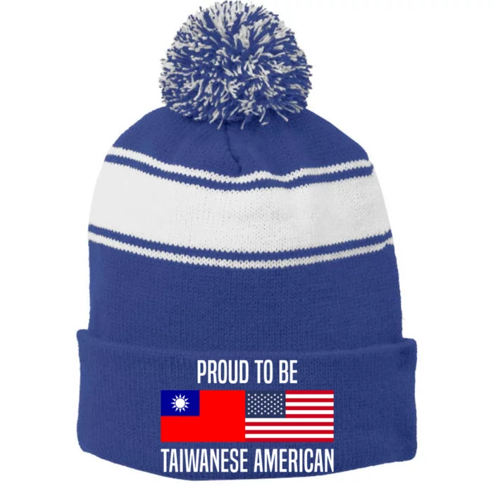 Proud To Be Taiwanese American Gift Stripe Pom Pom Beanie