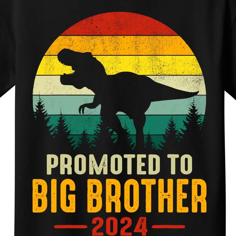 Promoted To Big Brother 2024 Dinosaur Family Matching Trex Kids T-Shirt