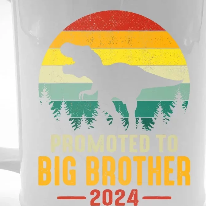 Promoted To Big Brother 2024 Dinosaur Family Matching Trex Front & Back Beer Stein