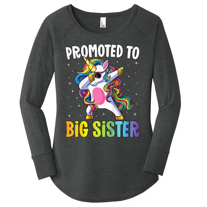 Promoted to Big Sister Dabbing Unicorn Older Sister Women's Perfect Tri Tunic Long Sleeve Shirt