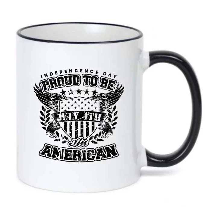 Proud To Be American July 4th Independence Day Patriotic Fan Gift Black Color Changing Mug