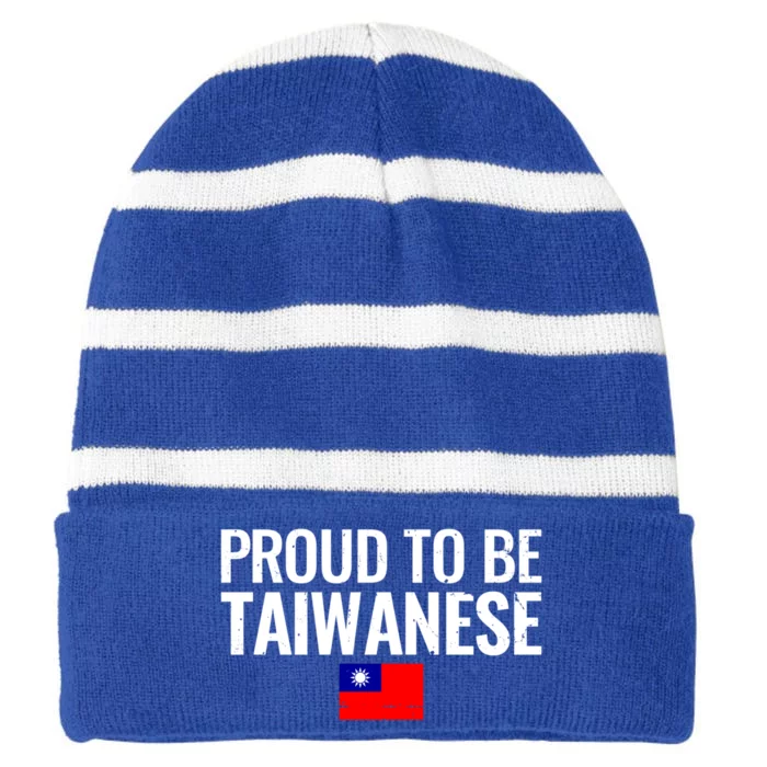 Proud To Be Taiwanese Taiwan Flag Great Gift Striped Beanie with Solid Band