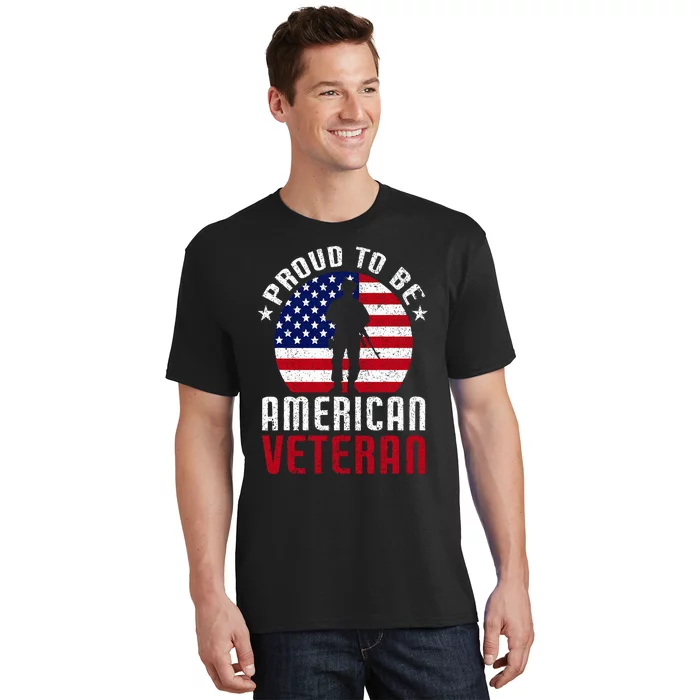 Proud To Be American Veteran USA Flag Proud American Veteran T-Shirt