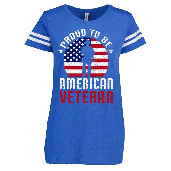 Proud To Be American Veteran USA Flag Proud American Veteran Enza Ladies Jersey Football T-Shirt