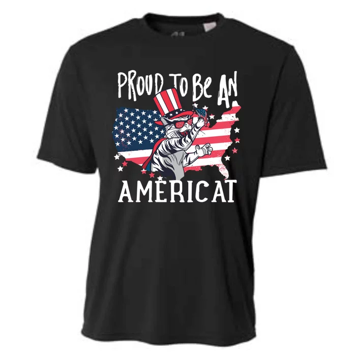 Proud To Be Americat Funny Cat American Illustration Gift Cooling Performance Crew T-Shirt