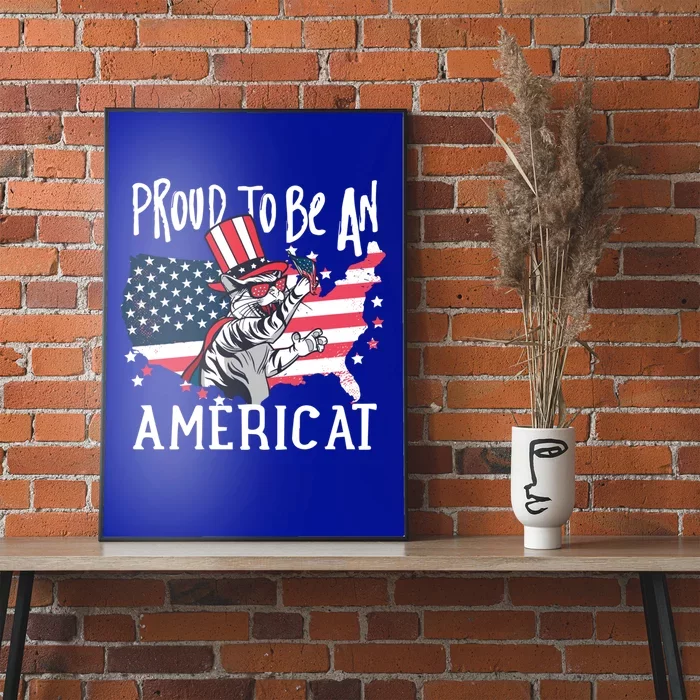 Proud To Be Americat Funny Cat American Illustration Gift Poster