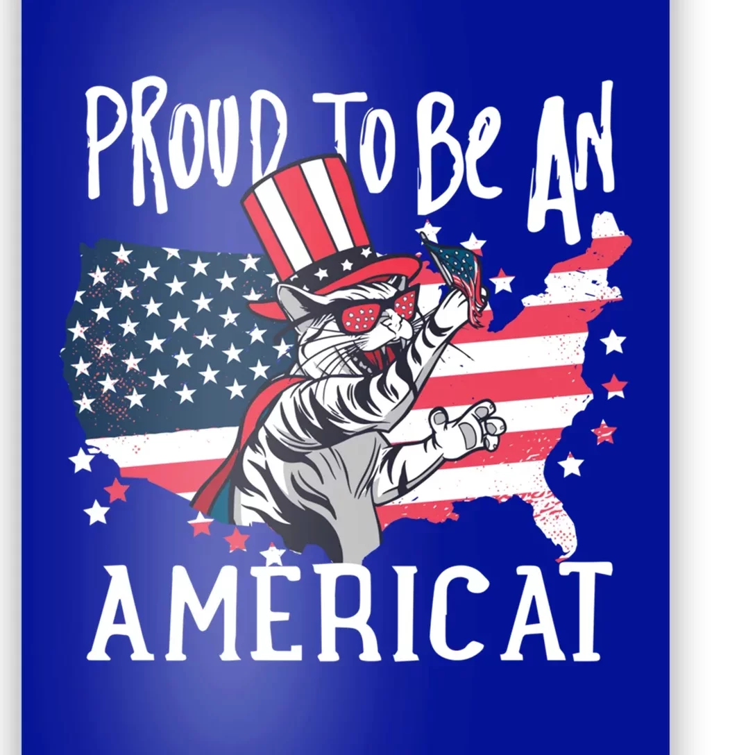 Proud To Be Americat Funny Cat American Illustration Gift Poster