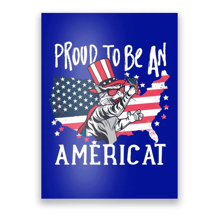 Proud To Be Americat Funny Cat American Illustration Gift Poster