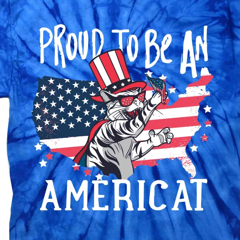 Proud To Be Americat Funny Cat American Illustration Gift Tie-Dye T-Shirt