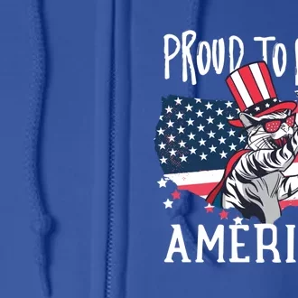 Proud To Be Americat Funny Cat American Illustration Gift Full Zip Hoodie