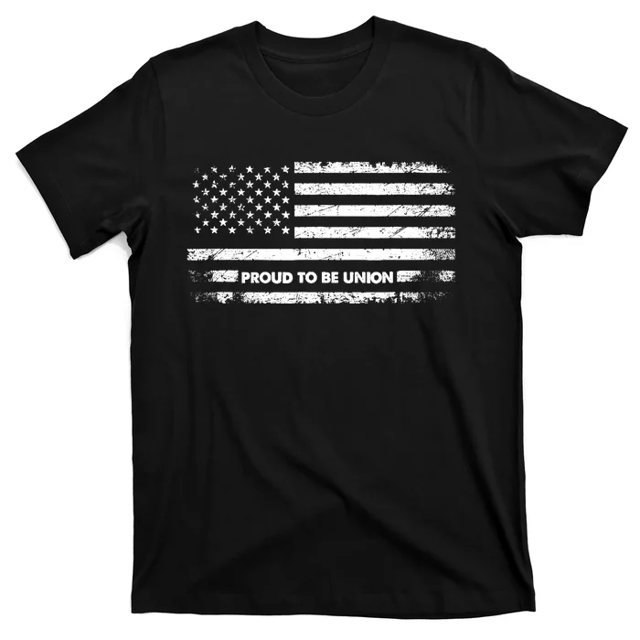 Proud To Be Union Labor Worker American Flag T-Shirt