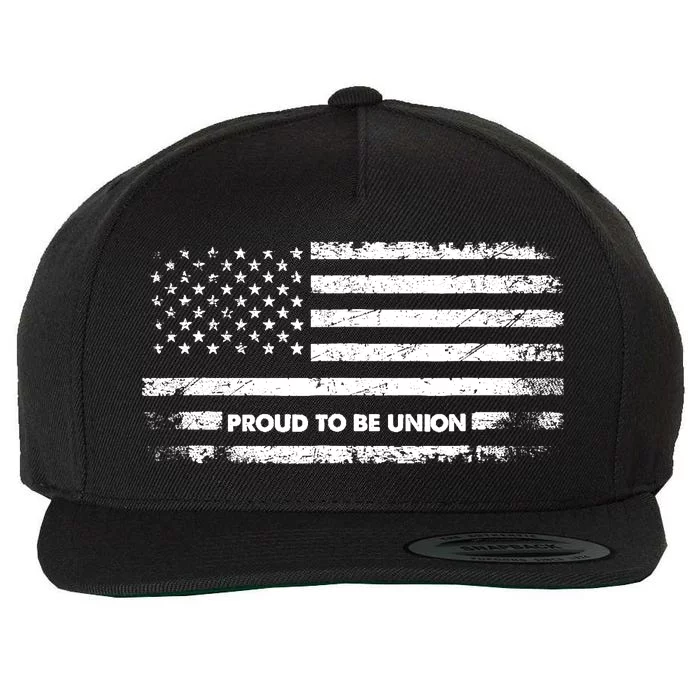 Proud To Be Union Labor Worker American Flag Wool Snapback Cap