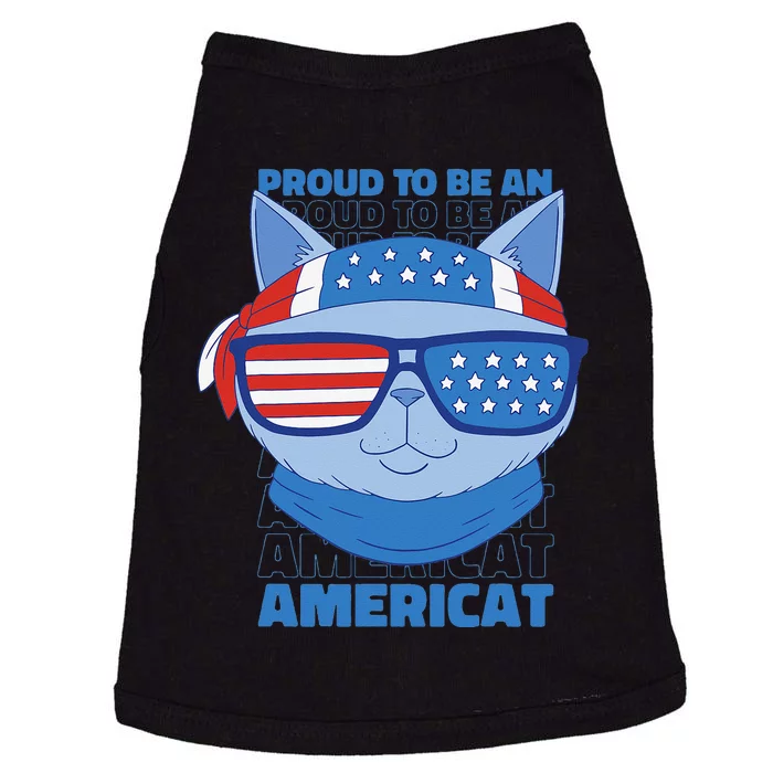 Proud To Be An Americat 4th Of July Americat US Flag Doggie Tank